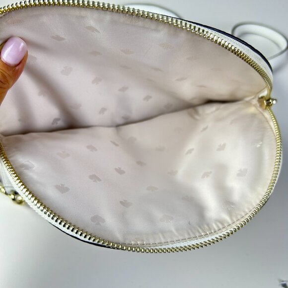 Kate Spade New York White Detachable Strap Leila Striped Canvas Shoulder Bag - Picture 8 of 16